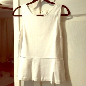 J Crew Factory White peplum tank size Small